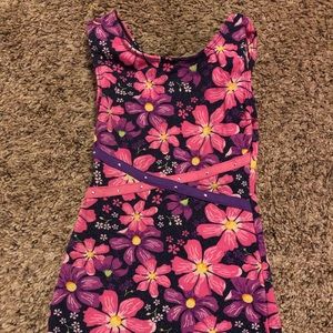 Floral gymnastic tank leotard with shorts attached